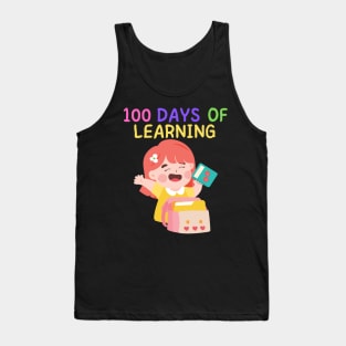 100 DAYS OF LEARNING Cute Kawaii School Girl Happy Student Tank Top